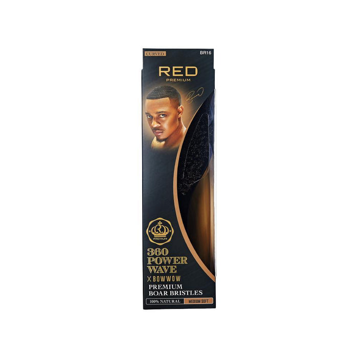 RED by Kiss Bow Wow x 360 Power Wave Medium Soft Boar Brush - Curved Wave