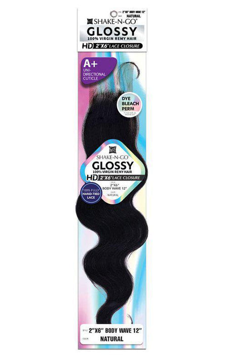 Shake N Go Glossy 2x6 HD Lace Closure - Body Wave 12"