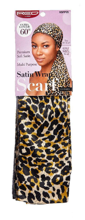 RED by Kiss Silky Satin Wrap Scarf 60"x16" - Leopard