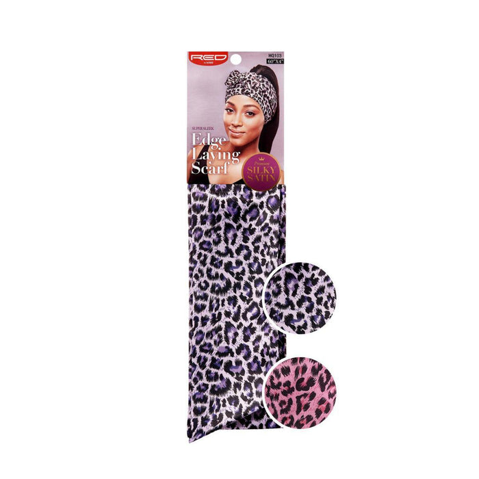 RED by KISS Silky Satin Edge Laying Scarf - Pink/Purple Leopard