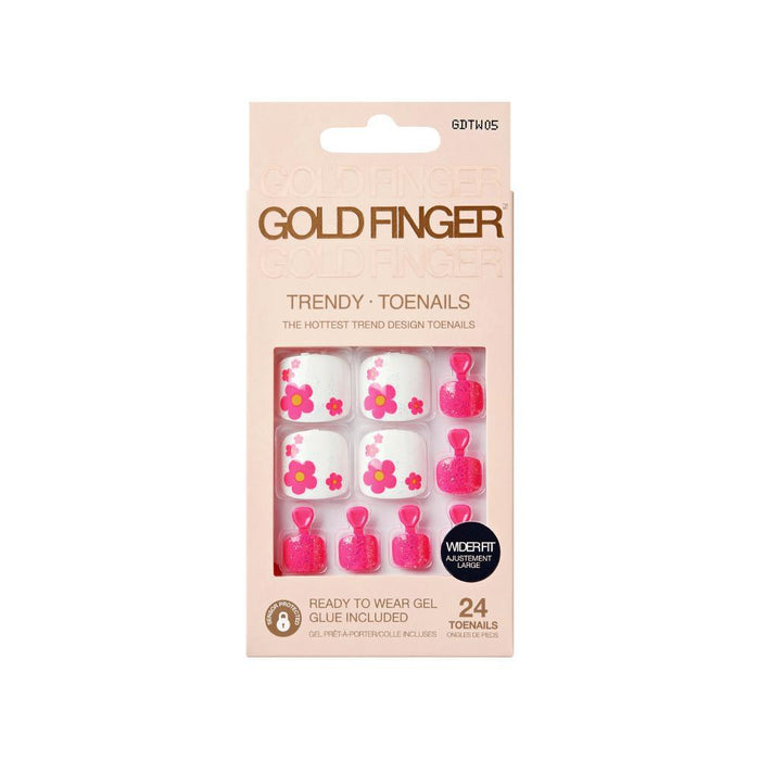 Gold Finger Trendy Wider Fit Toenails - Florals