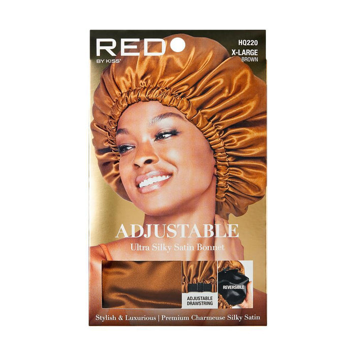 RED by KISS Silky Satin Adjustable XL Bonnet - Black/Brown