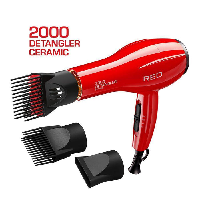 RED by KISS 2000 Ceramic Detangler Dryer with 3 Attachments