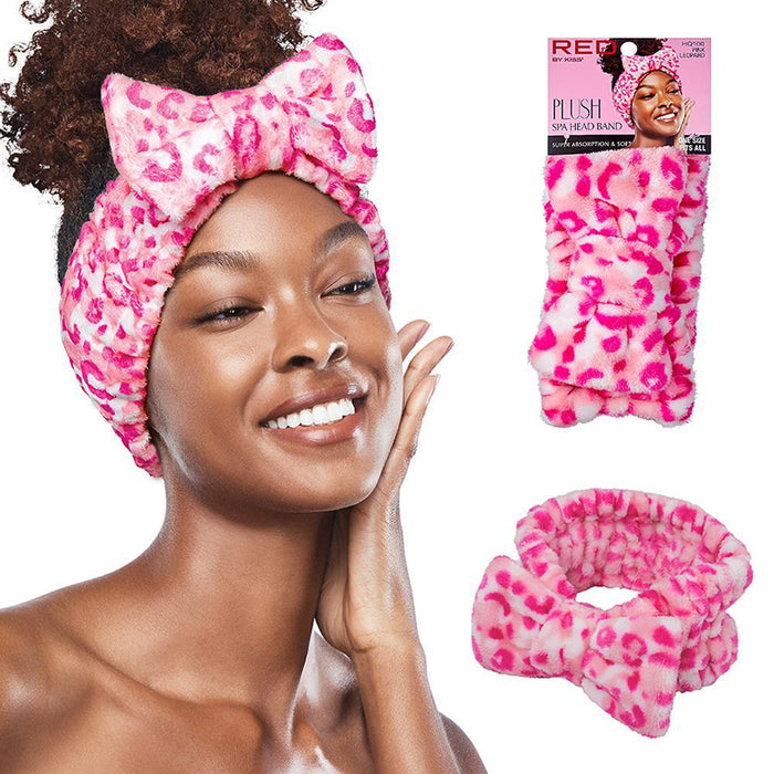 RED by Kiss Plush Spa Headband - Pink Leopard