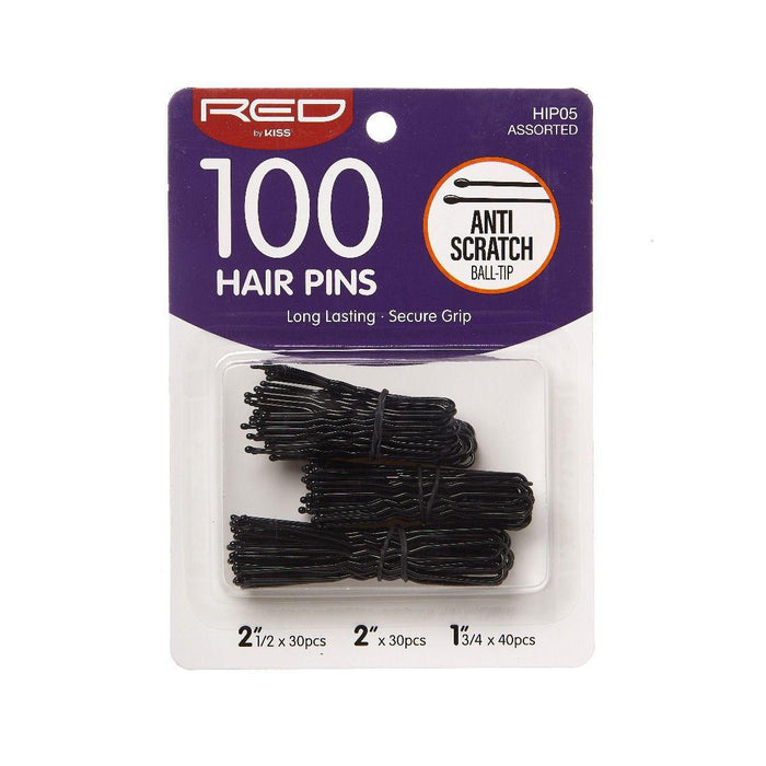 RED by Kiss Hair Pins 2 1/2" & 2" "& 1 3/4" 100pcs - Black