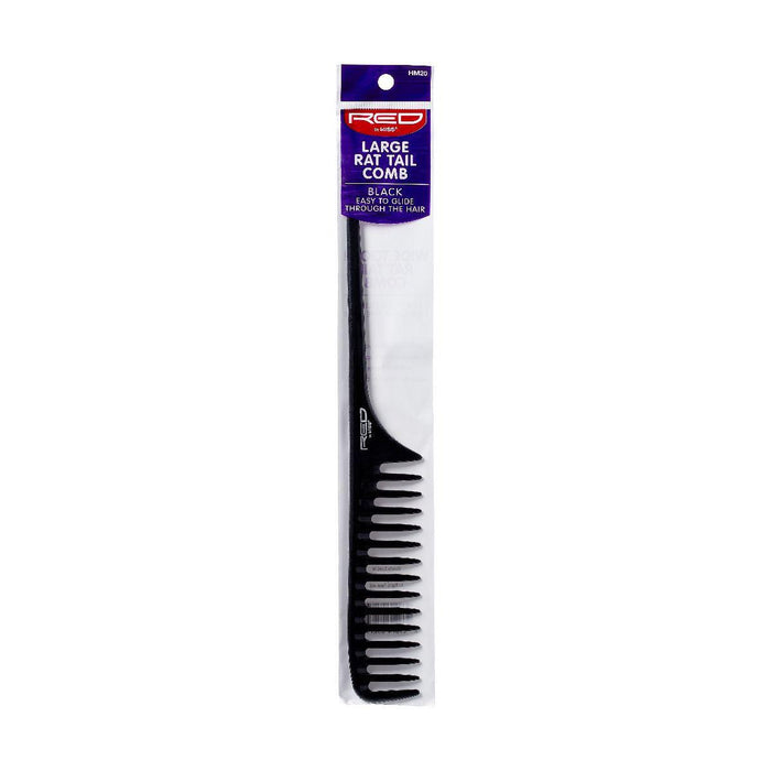 RED by Kiss Large Wide Tooth Rat Tail Comb - Black