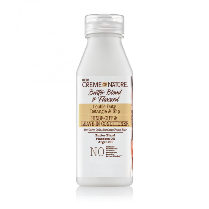 Creme of Nature Butter Blend & Flaxseed Double Duty Curl Rinse Out & Leave-In Conditioner 12oz
