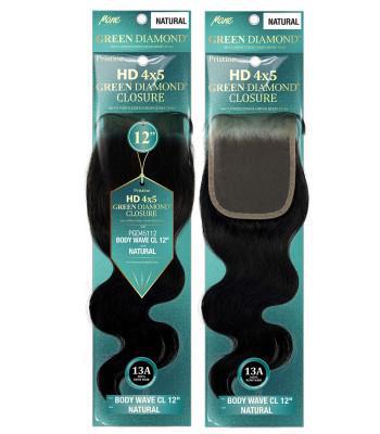 Mane Concept Pristine Green Diamond 100% Human Hair 4x5 Body Wave Closure