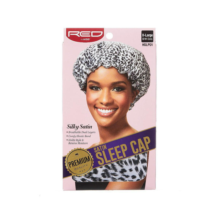 RED by KISS X-Large Satin Sleep Cap - B/W Dots