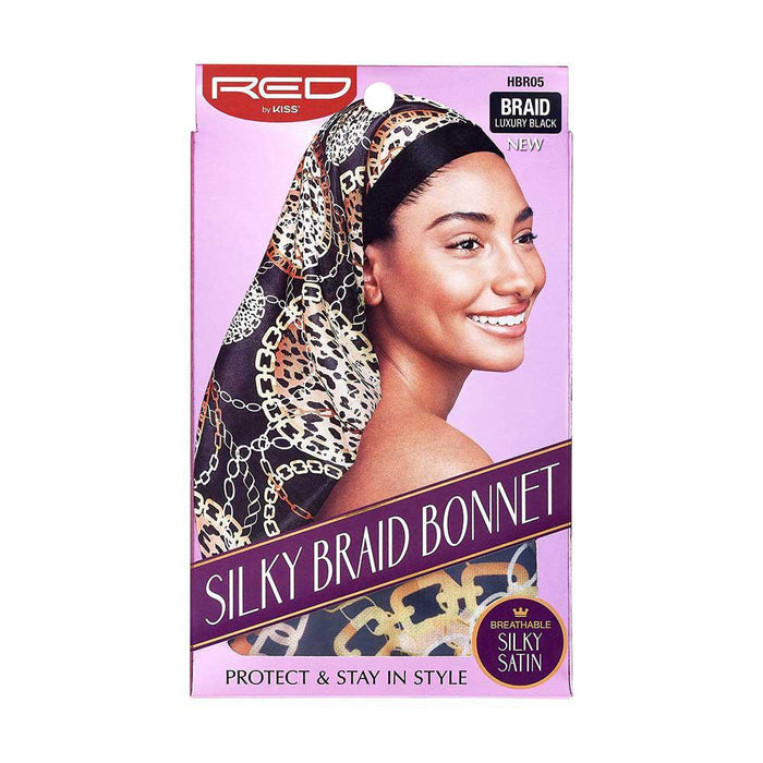 RED by KISS Silky Braid Bonnet - Leopard Luxury Black
