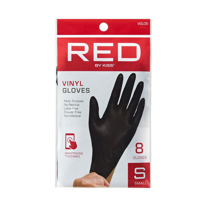 RED Black Vinyl Gloves 8pcs