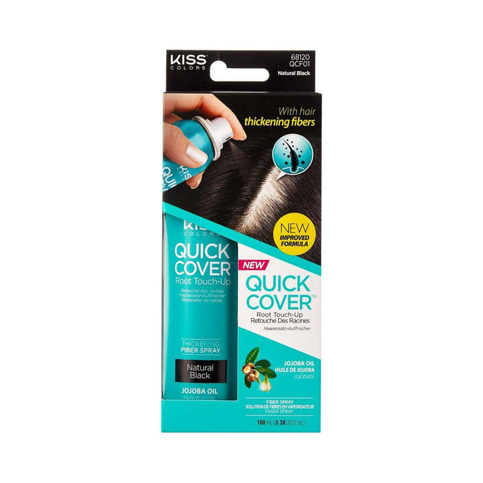 Kiss Quick Cover Root Touch Up Thickening Fiber Spray 3.38oz - Natural Black