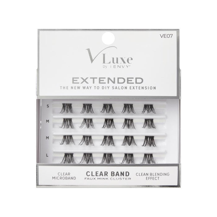 V-Luxe by i-Envy Extended Faux Mink Clear Band Cluster Lashes