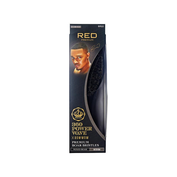 RED by Kiss Bow Wow x 360 Power Wave Medium Boar Brush - Curved Wave