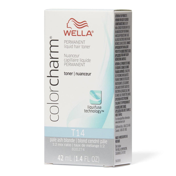 Wella Color Charm Hair Color Permanent Liquid Hair Toner 1.4oz - T14 Pale Ash Blonde