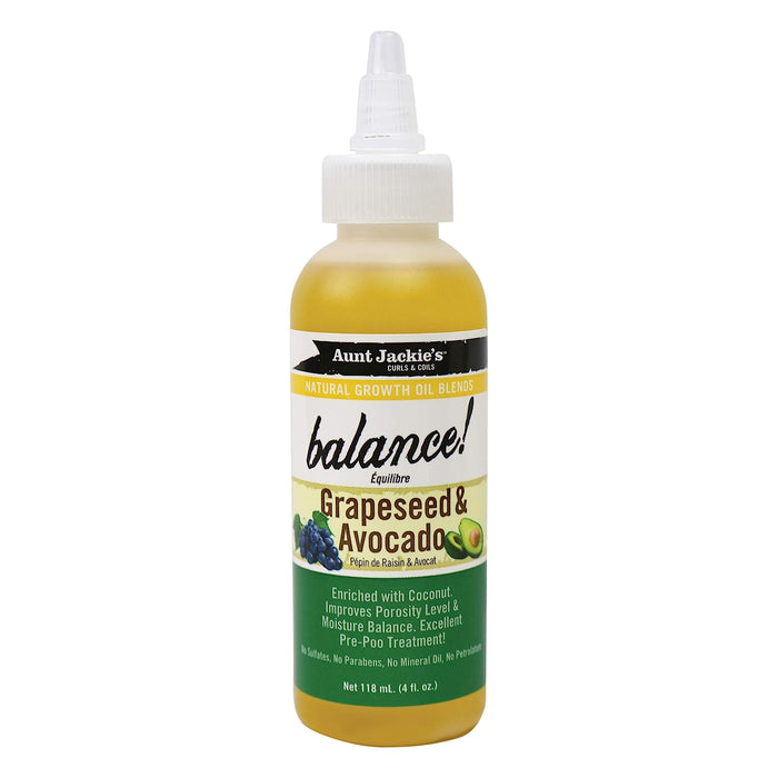 Aunt Jackie's Grapeseed and Avocado Balance Growth Oil 4oz