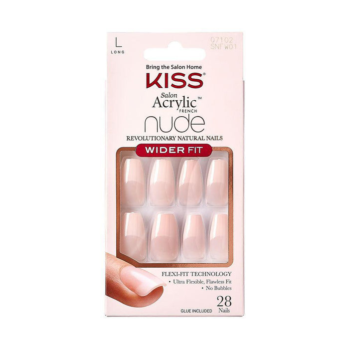KISS Salon Acrylic French Nude Wider Fit Nails - Energy