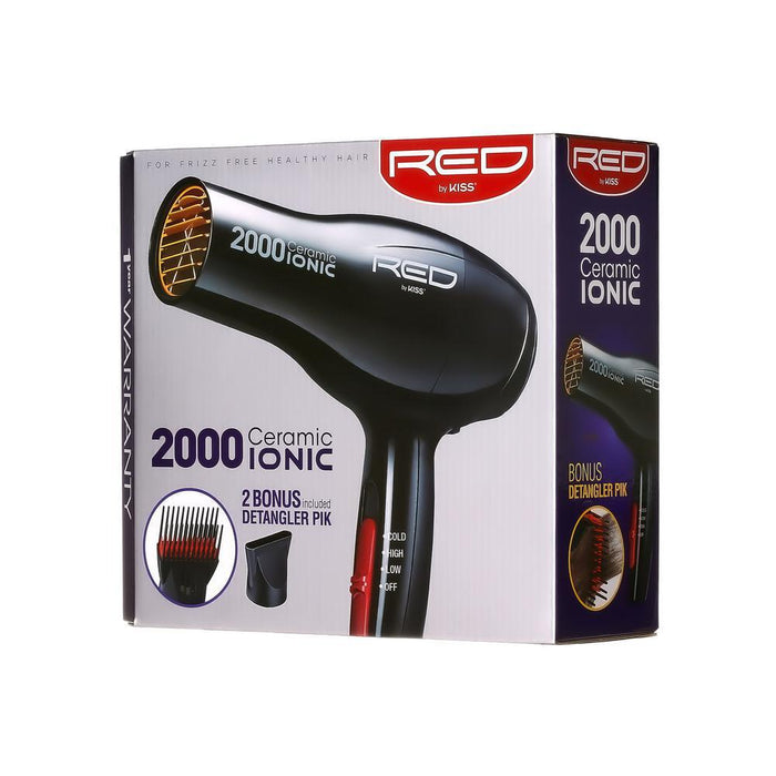RED by KISS 2000 Ceramic Ionic Dryer with 2 Styling Attachments
