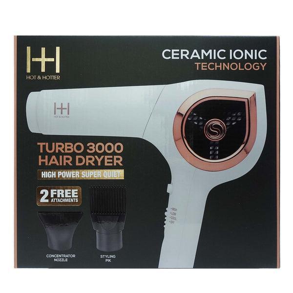 Annie Hot & Hotter Ceramic Ionic Turbo 3000 Hair Dryer - White & Rose Gold