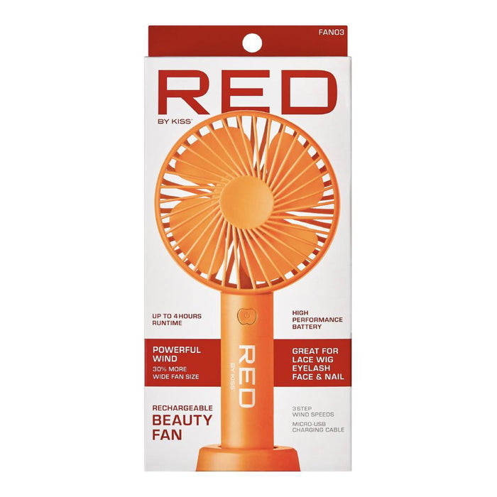 RED by KISS Portable Handheld Rechargable Beauty Fan - Orange