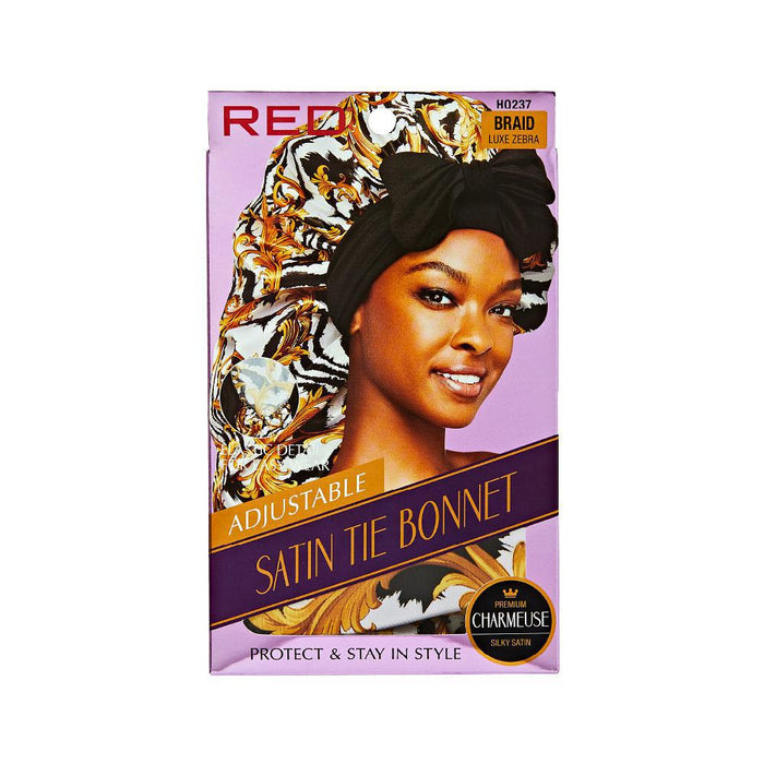 RED by KISS Adjustable Satin Tie Braid Bonnet - Zebra