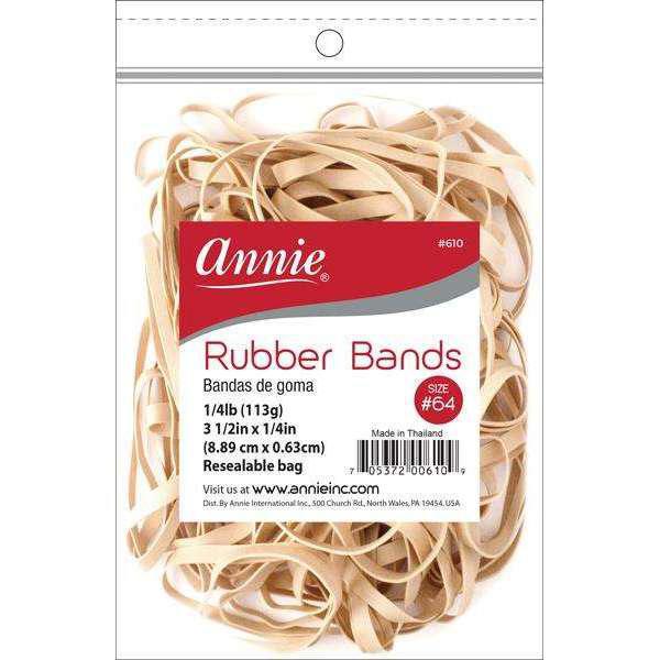 Annie Rubber Bands 3 1/2" x 1/2" Bulk Bag Hair Ties - Beige