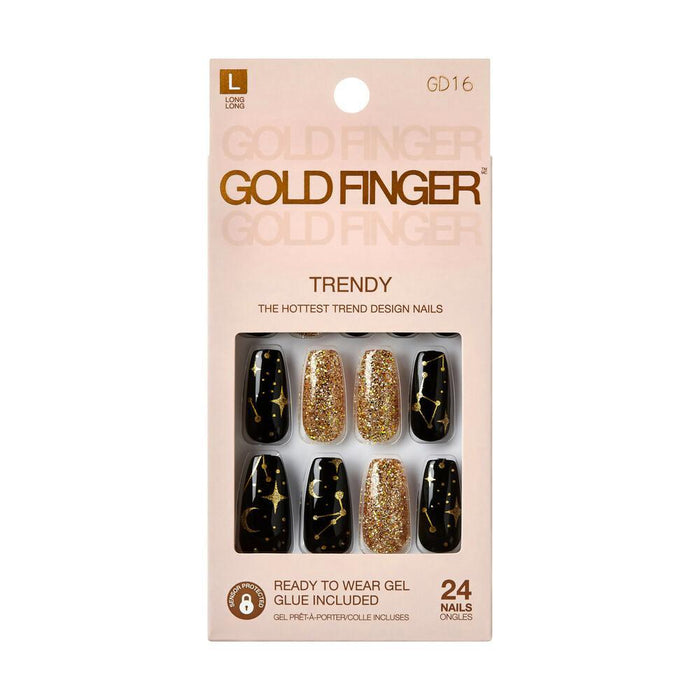 Gold Finger Trendy Nails - Shooting Stars
