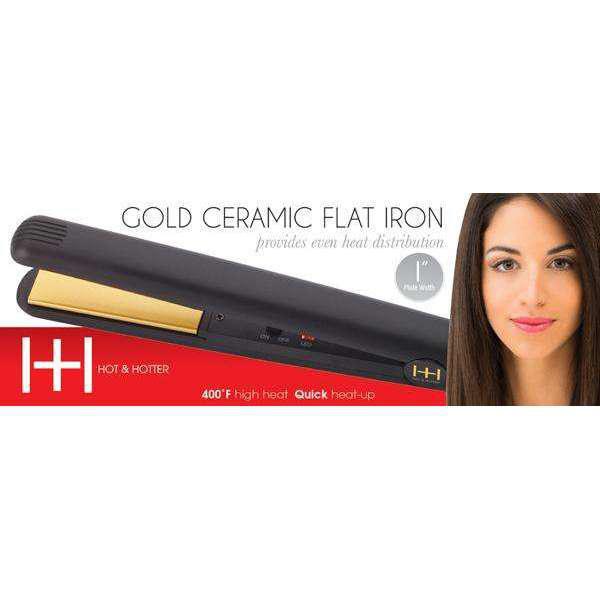 Annie Hot & Hotter Gold Ceramic Flat Iron 1" - Black