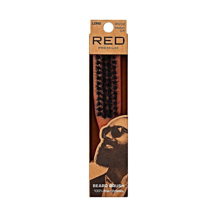 RED Premium Long Handle Beard Brush