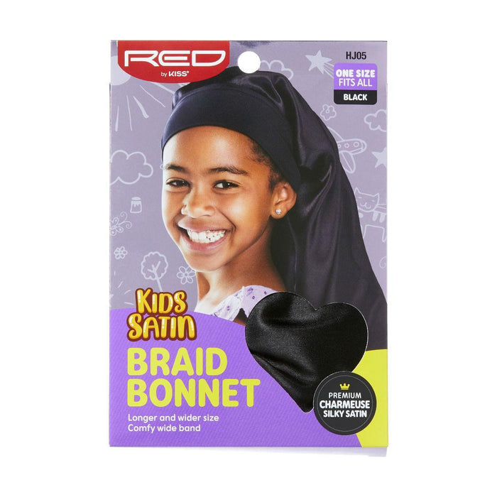 RED by Kiss Kids Edge Satin Braid Bonnet - Black