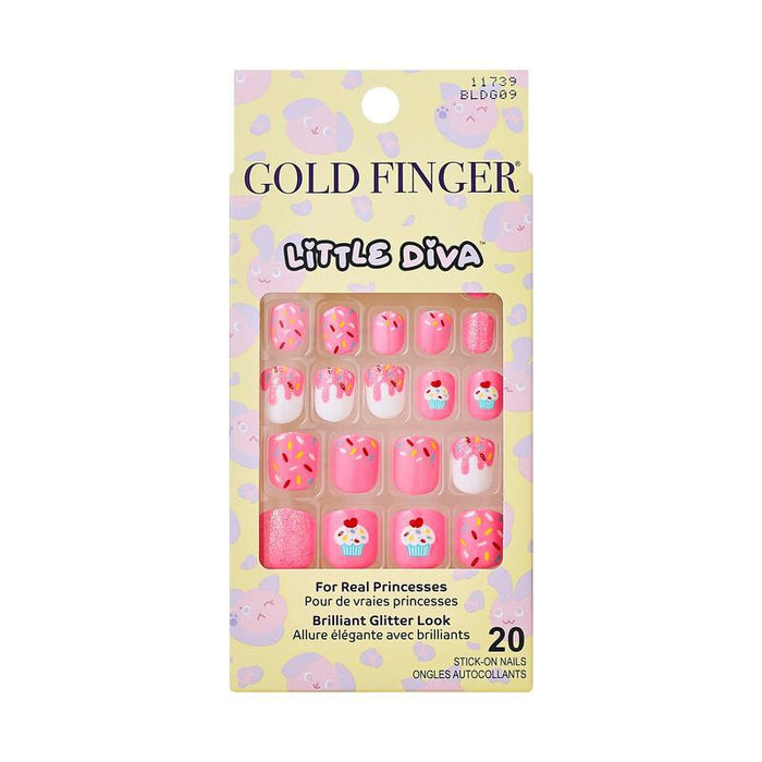 Gold Finger Little Diva Stick On Nails - Pink Crush