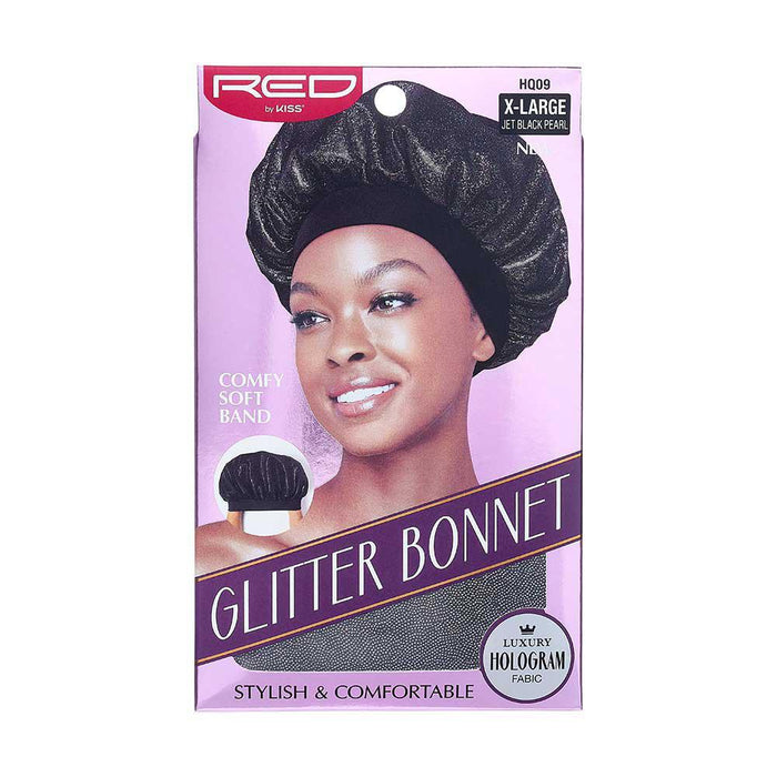 RED by KISS X-Large Glitter Bonnet - Jet Black Pearl