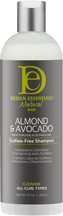 Design Essentials Almond & Avocado Moisturizing & Detangling Sulfate-Free Shampoo 12oz