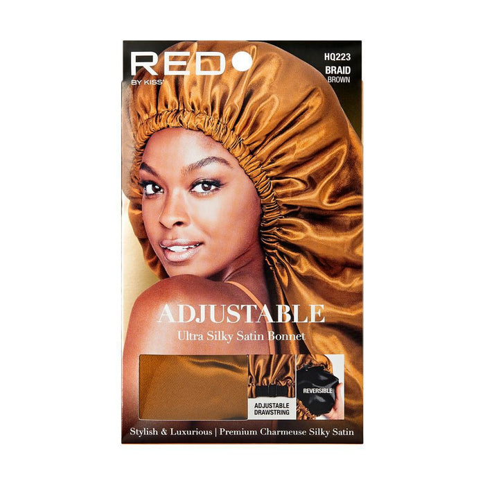 RED by KISS Silky Satin Adjustable Braid Bonnet - Black/Brown