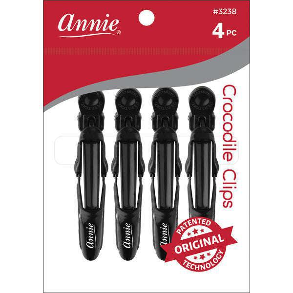 Annie Crocodile Clip 4.5" 4ct Black