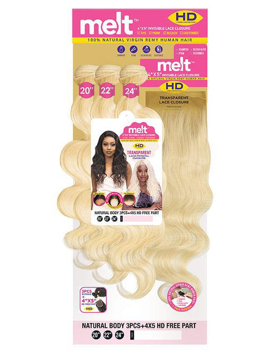 Janet Collection Melt Natural Body 3pcs + 4x5 Free Part Closure 613