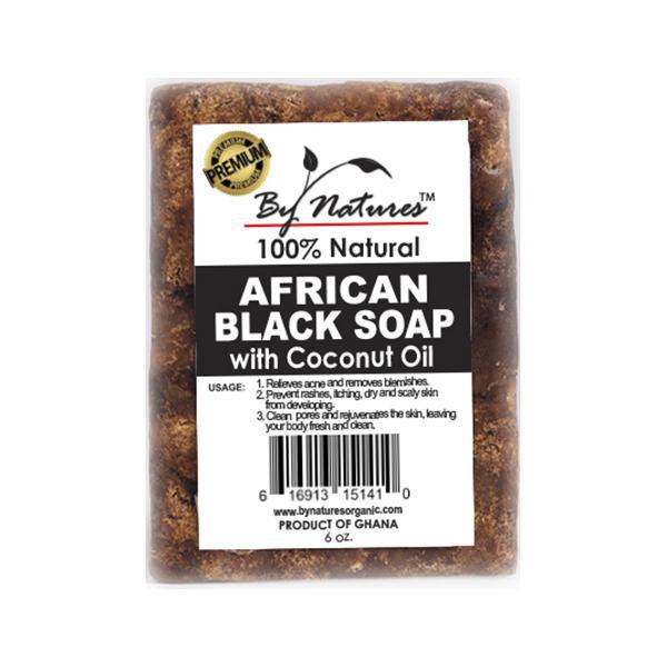 By Natures African Black Soap 6oz - Coconut Oil