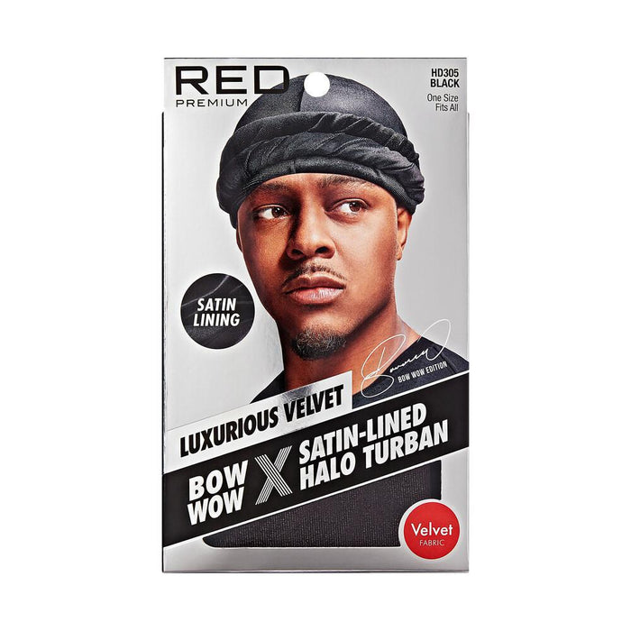 RED by KISS Satin Lined Halo Turban - Black Velvet Fabric