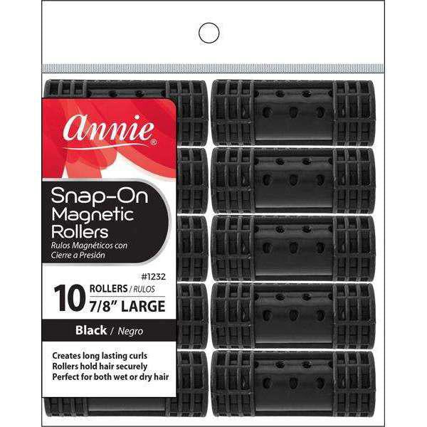 Annie Snap-On Magnetic Rollers Large 7/8in 10pcs - Black