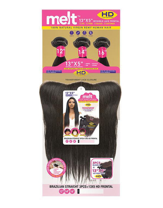 Janet Collection Melt Natural Straight 3pcs + 13x5 Free Part Closure