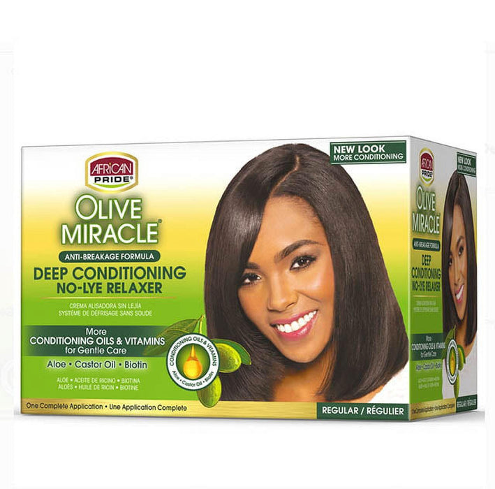 African Pride Olive Miracle Deep Conditioning No-Lye Relaxer - Regular