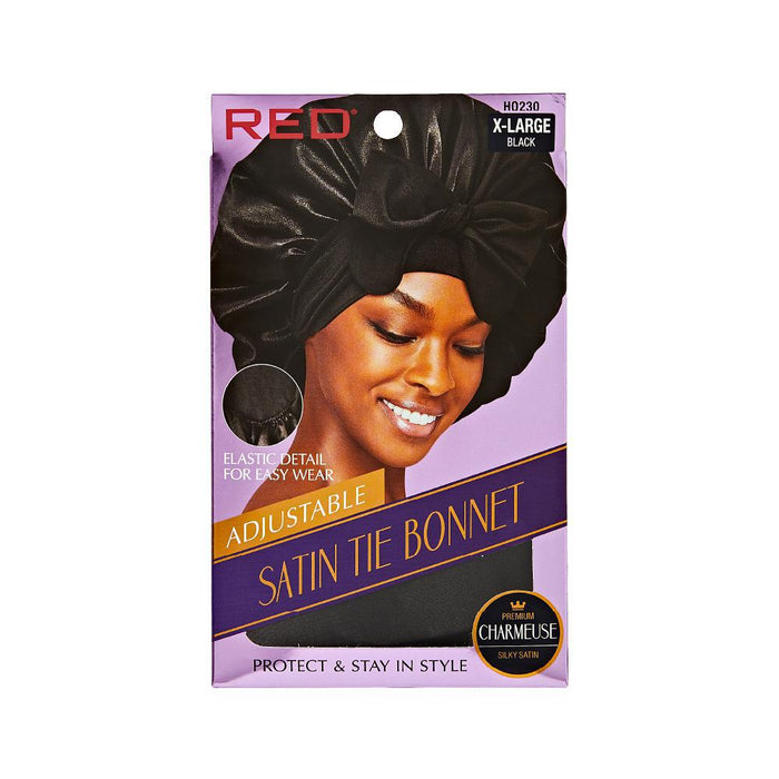 RED by KISS Adjustable Satin Tie Bonnet - Black