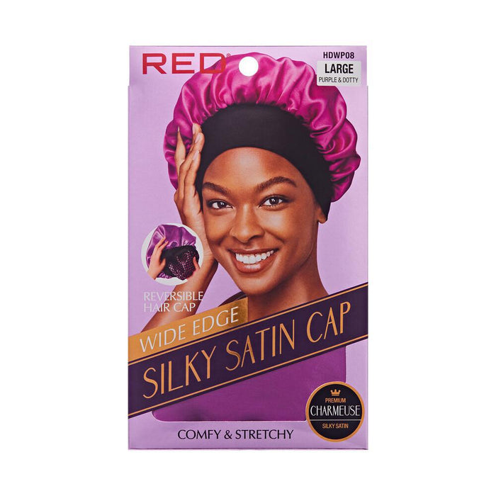 RED by KISS Large Silky Satin DoubleWear Cap - Purple/Dotty