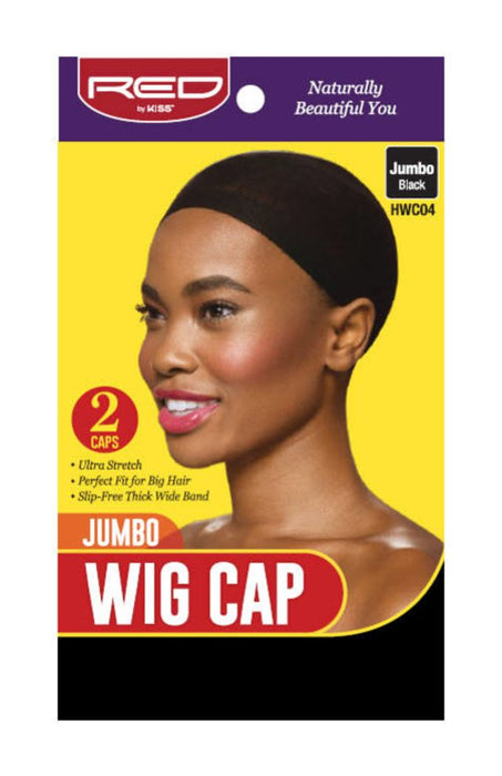 RED Jumbo Wig Cap 2pcs - Black