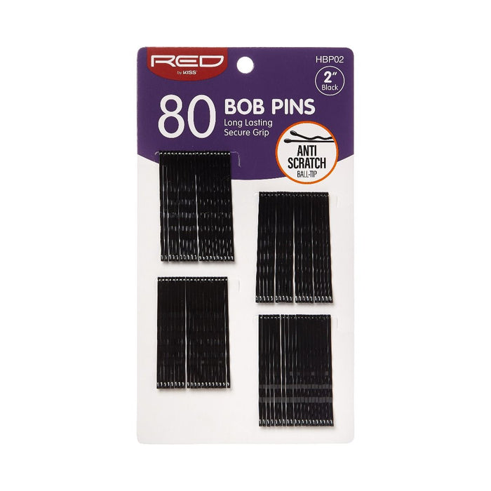 RED Bob Pins 2" 80pcs - Black