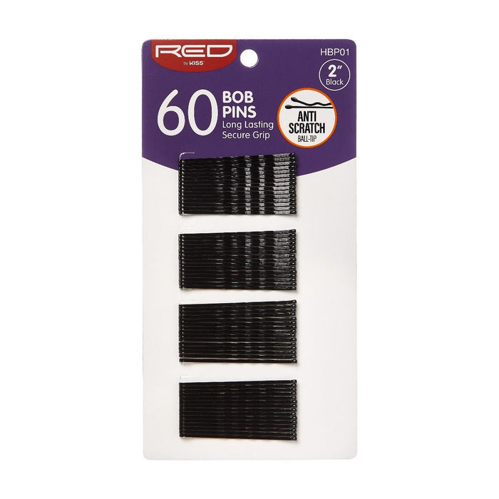 RED Bob Pins 2" 60pcs - Black