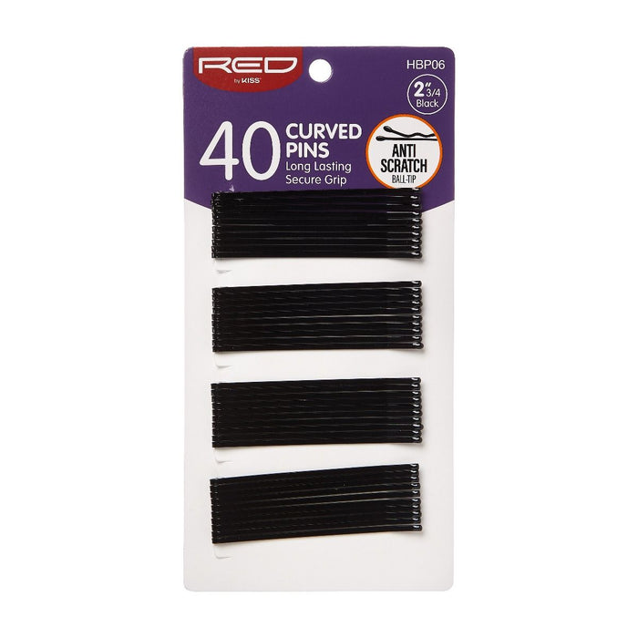 RED Curved Pins 2.75" 40pcs - Black