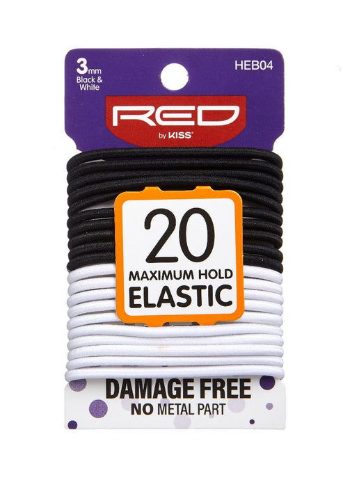 RED Elastic Band 20pcs 3mm - Black & White