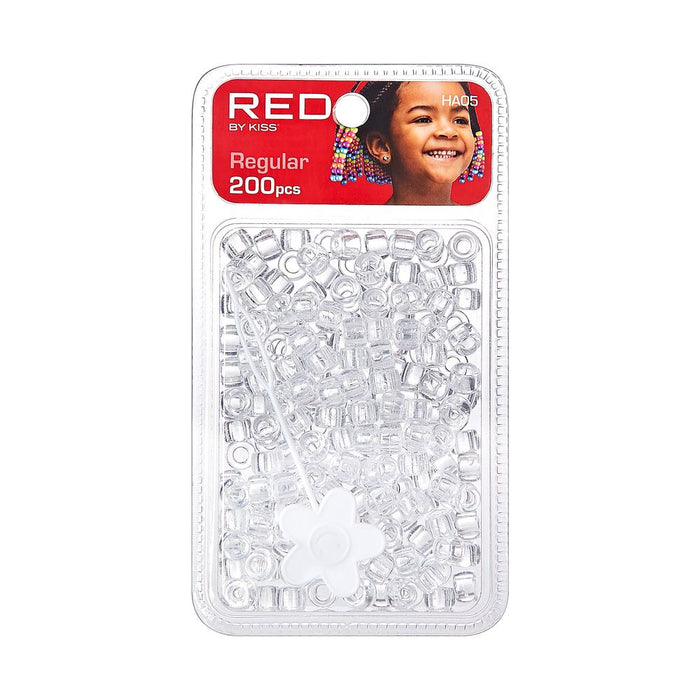 RED Regular Hair Beads 200pcs - Clear