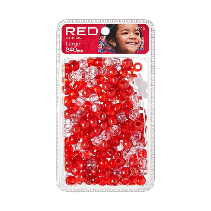 RED Large Hair Beads 240pcs - Red649674076432